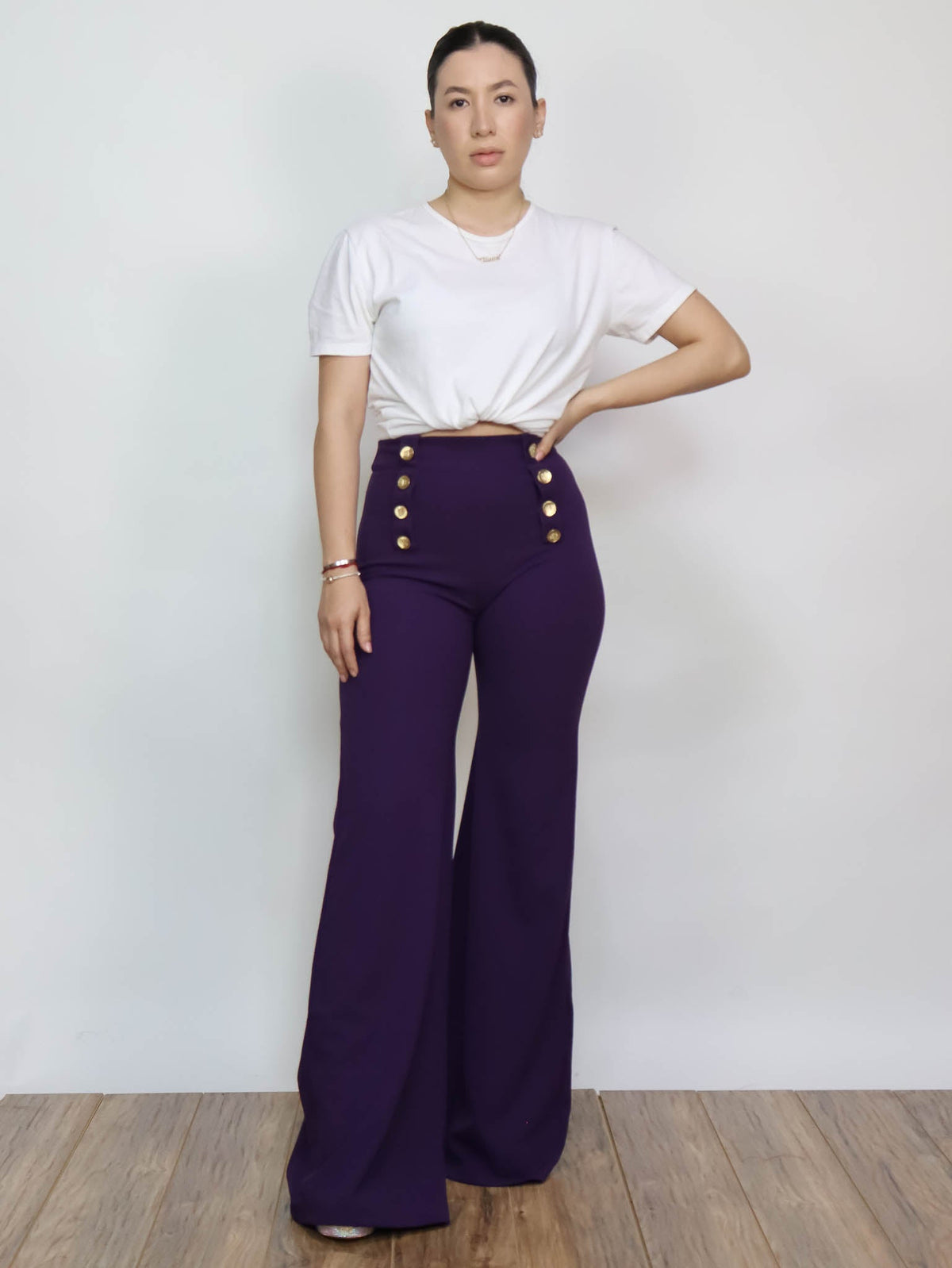 Pantalón corte alto morado