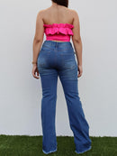 Pantalón flare oscuro
