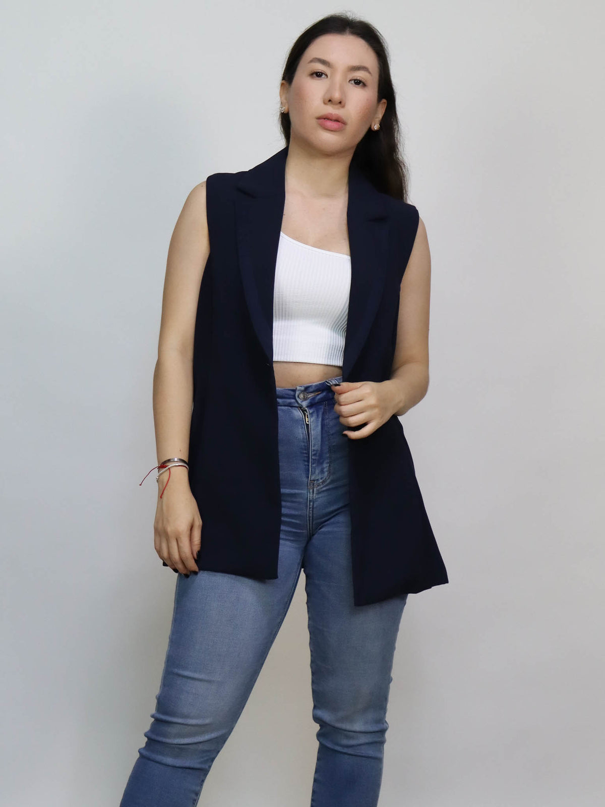 Chaleco navy botón dorado