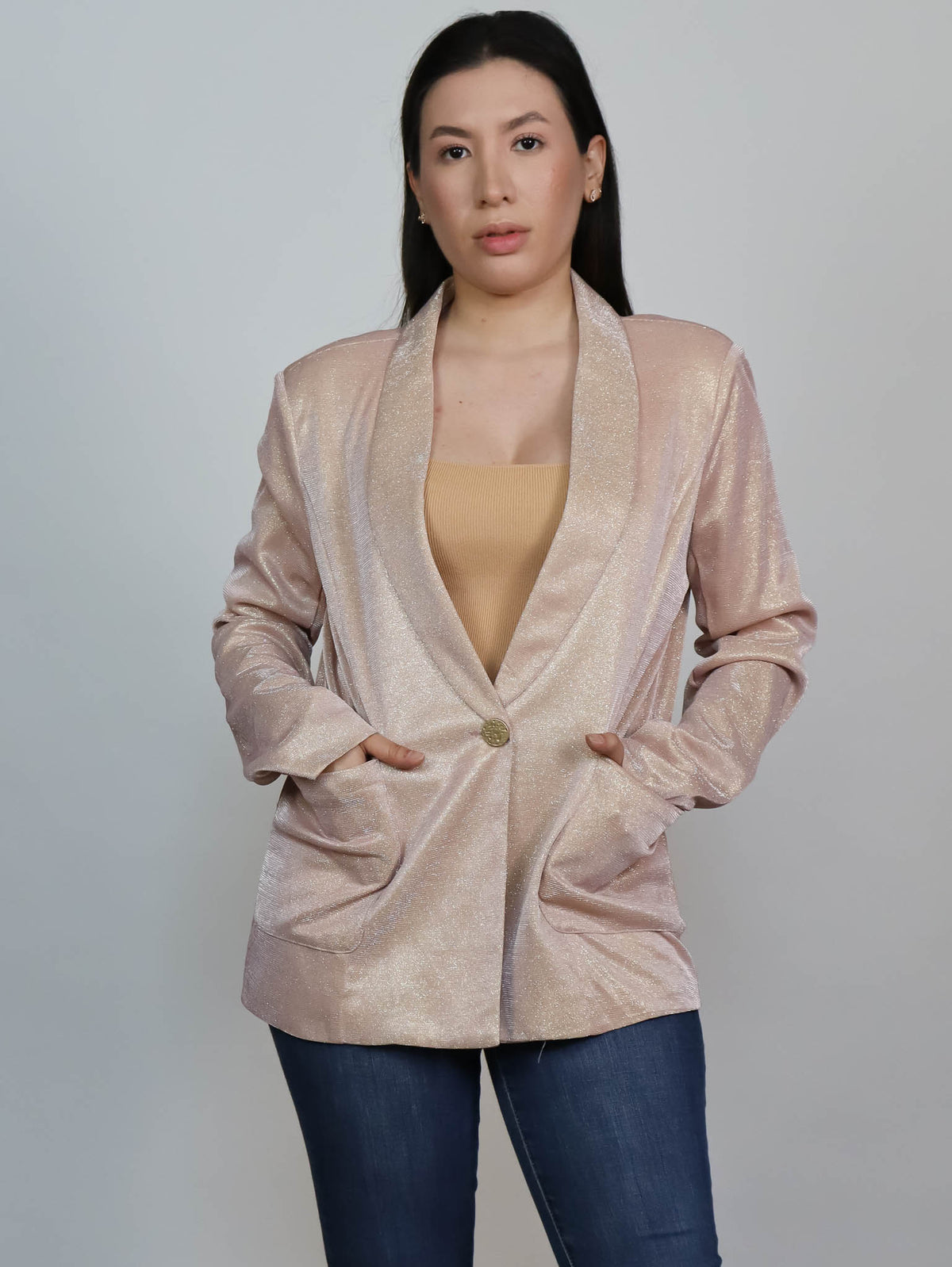 Saco rosa con brillos