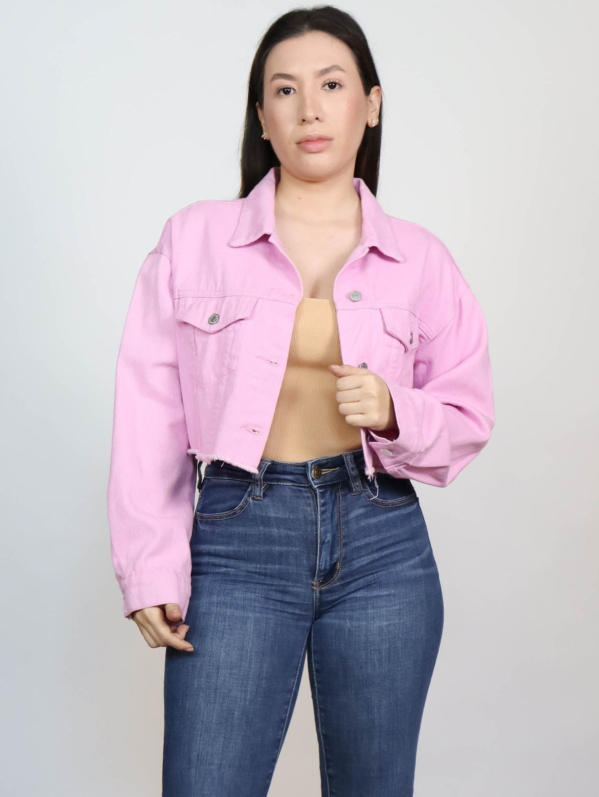 Chamarra corta rosa