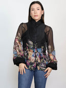 Camisera negra floreada