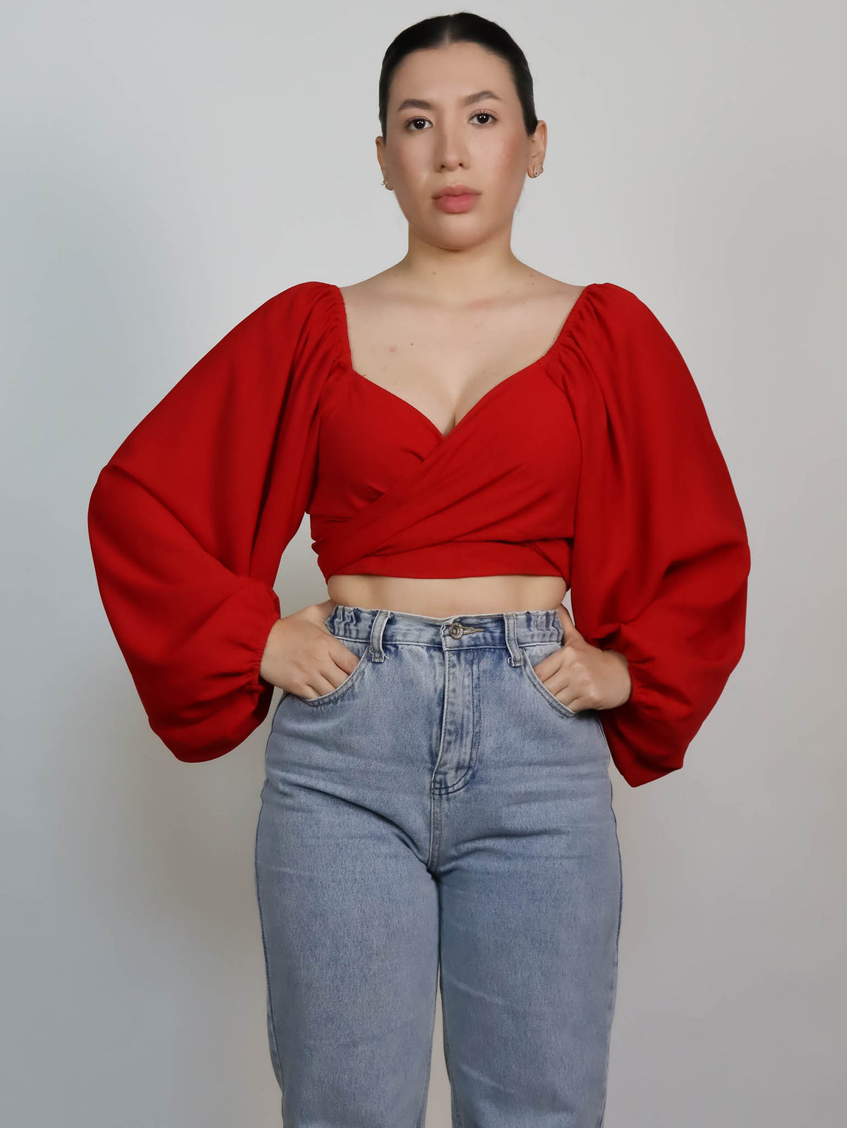 Top rojo manga larga