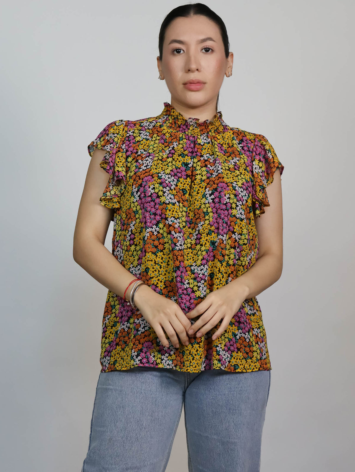 Blusa manga corta floreada