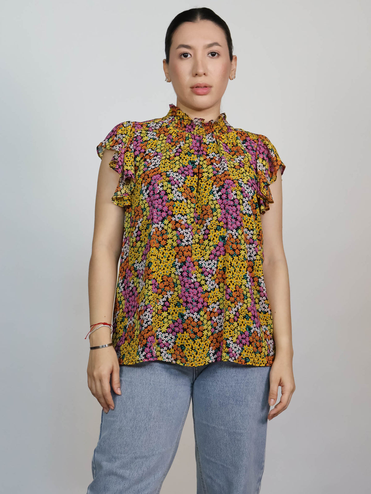 Blusa manga corta floreada
