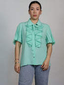 Blusa menta plisada