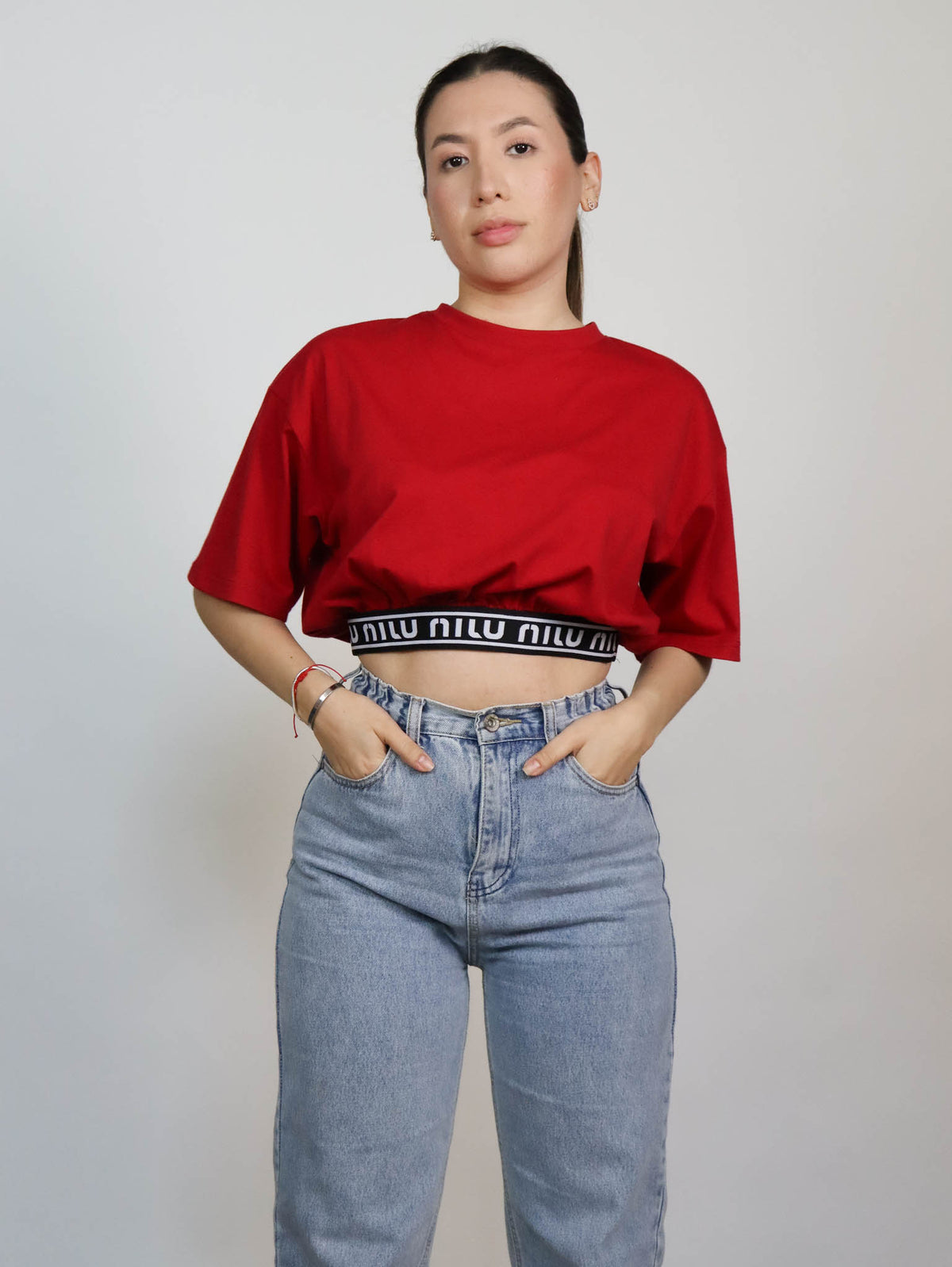 Blusa corta elástico en cintura