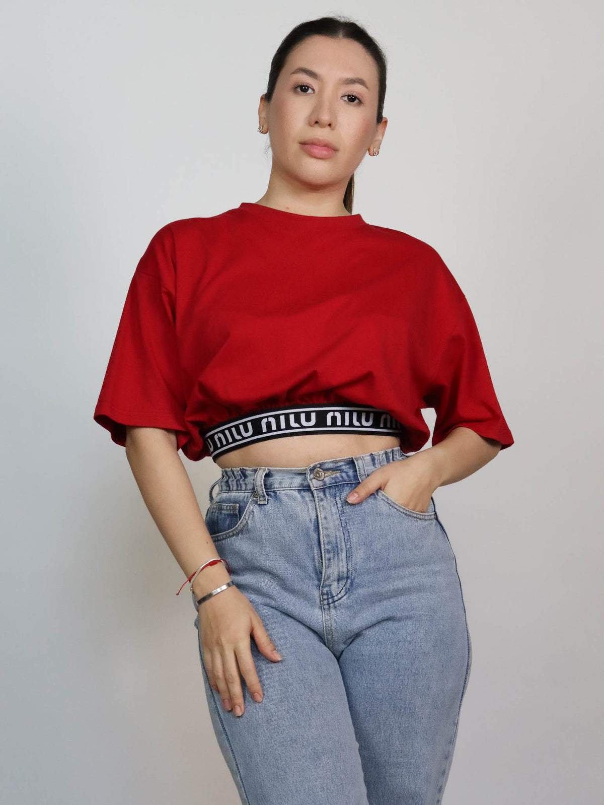 Blusa corta elástico en cintura