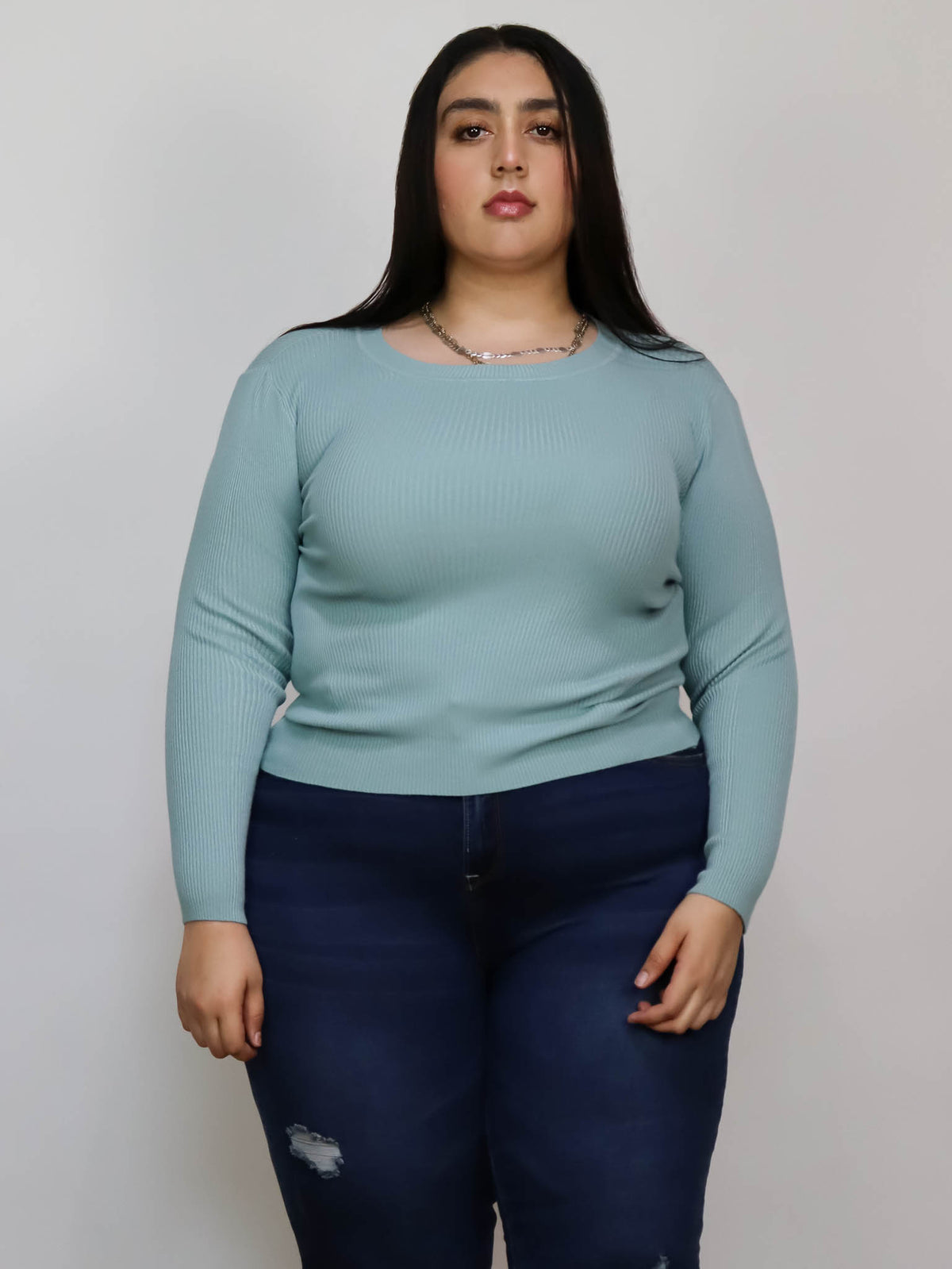 Blusa manga larga azul