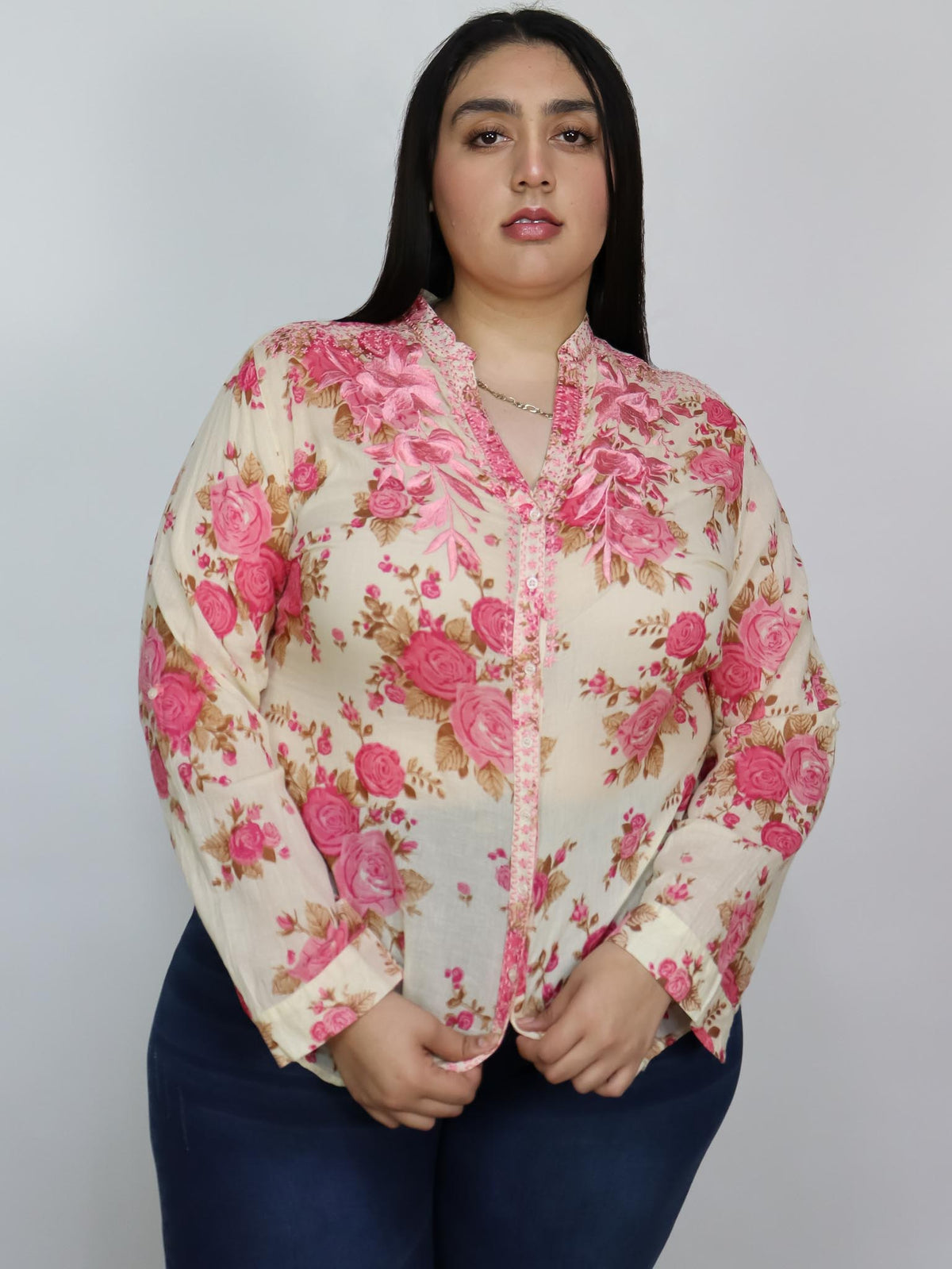 Blusa flores rosas