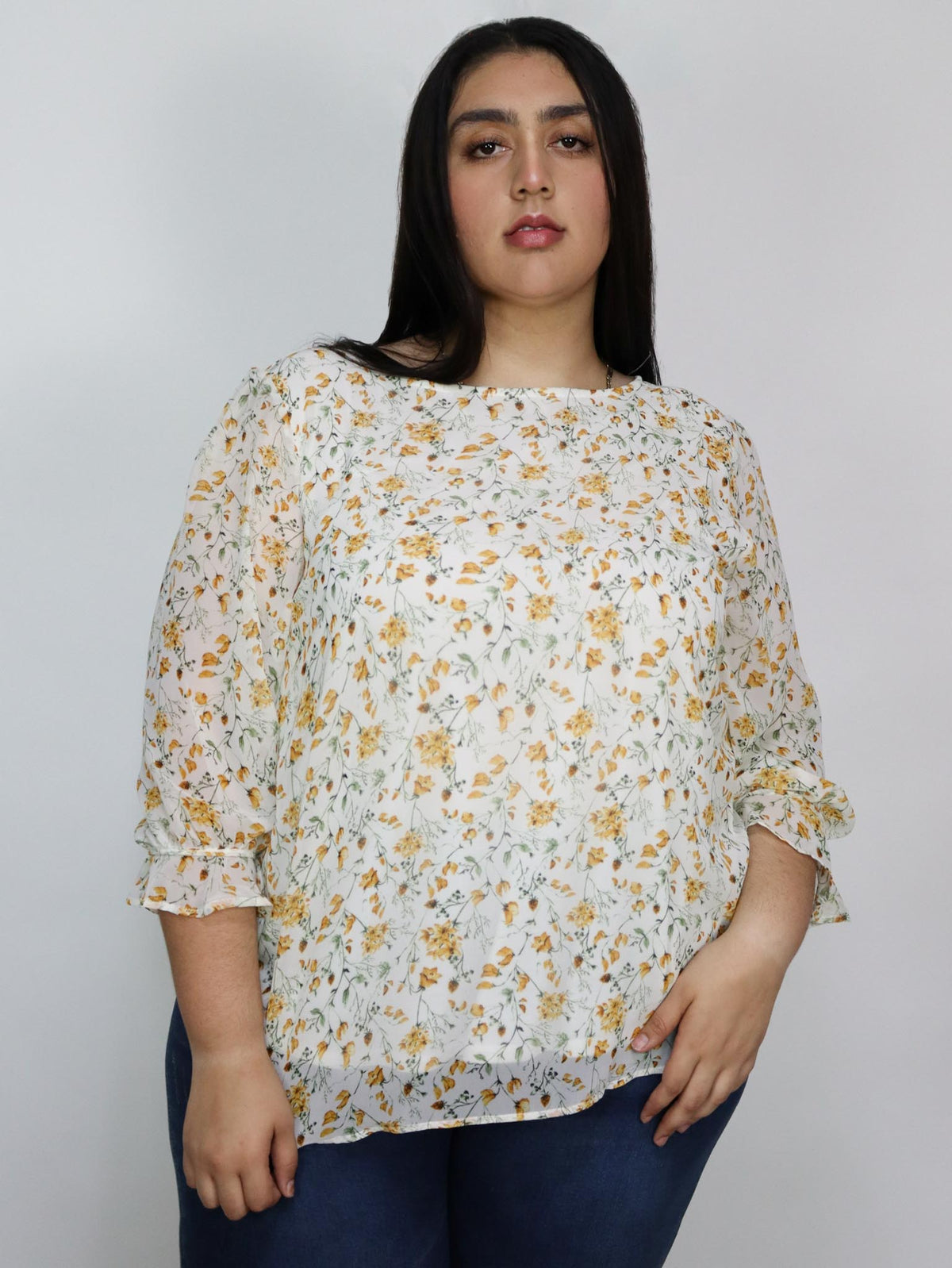 Blusa flores amarillas gasa