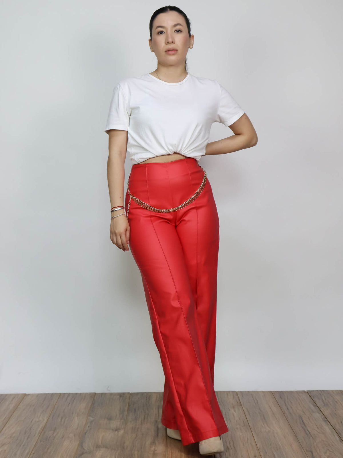 Pantalón vinipiel rojo