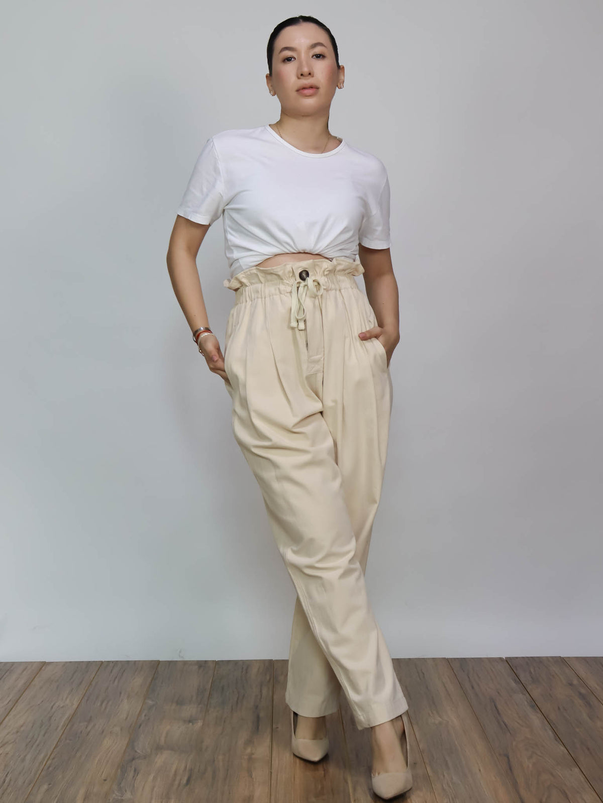Pantalón tipo manta beige