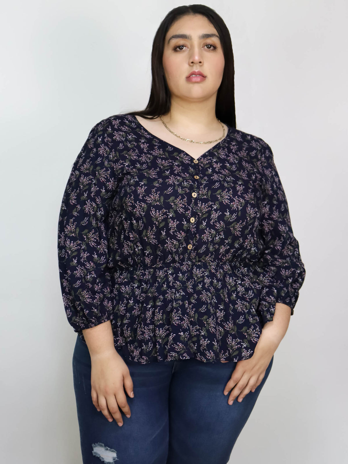Blusa navy floreada
