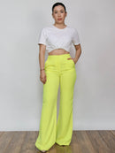 Pantalón de vestir amarillo neón