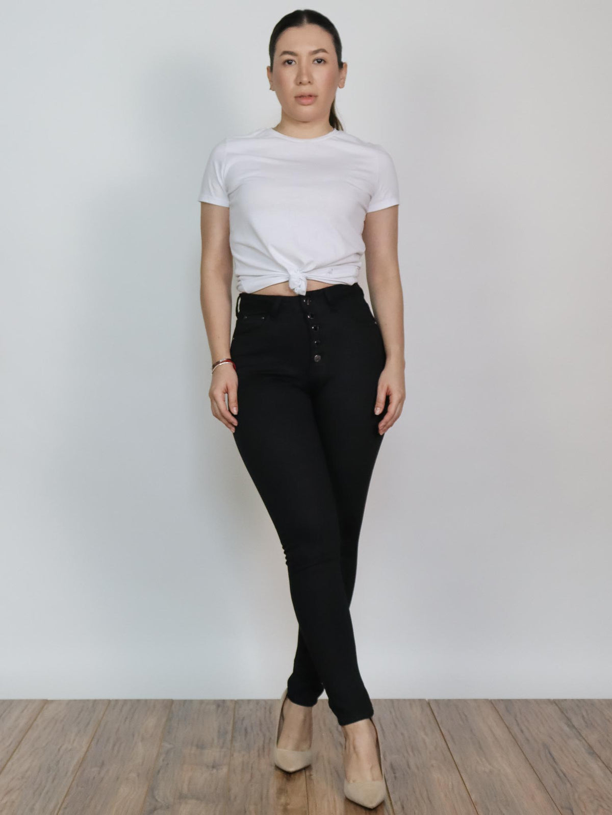 Pantalón botones negro