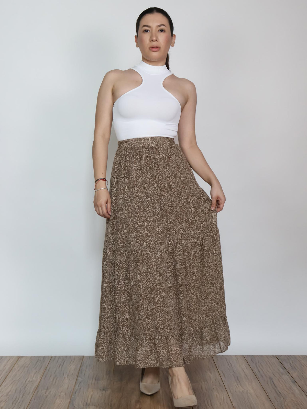 Falda larga estampada