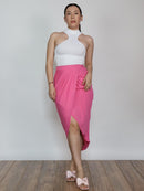 Falda midi rosa