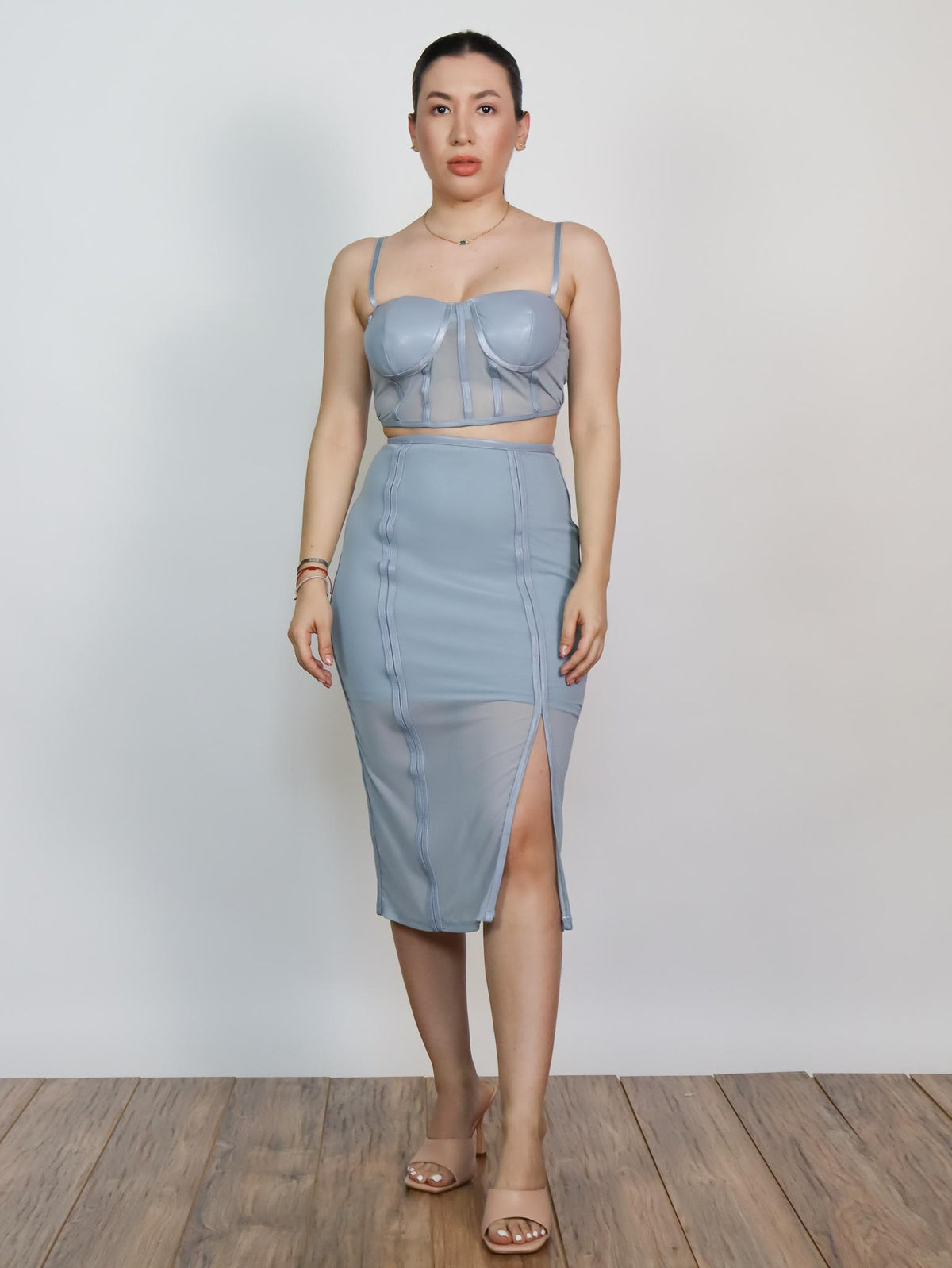 Conjunto azul vinipiel