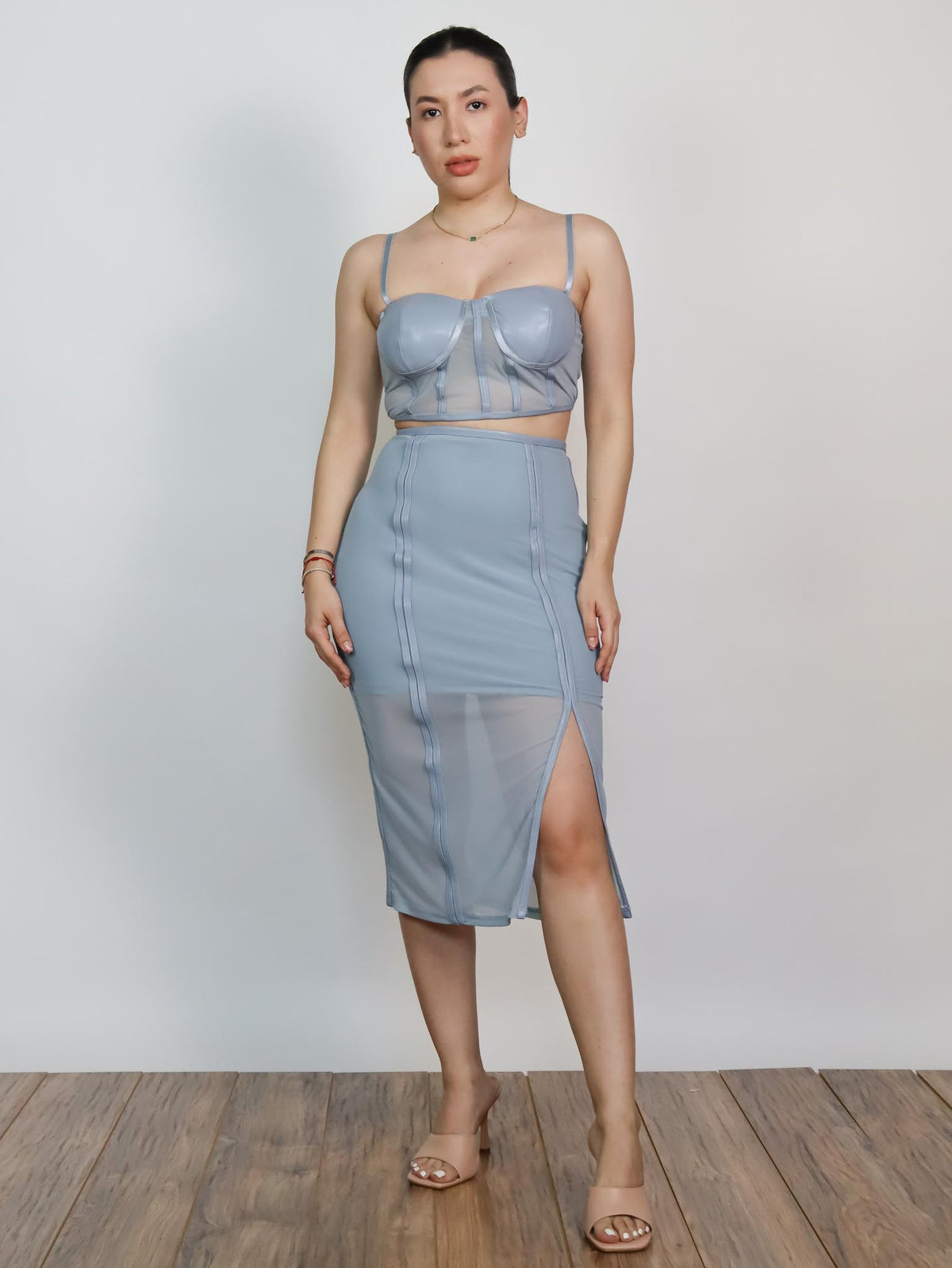 Conjunto azul vinipiel