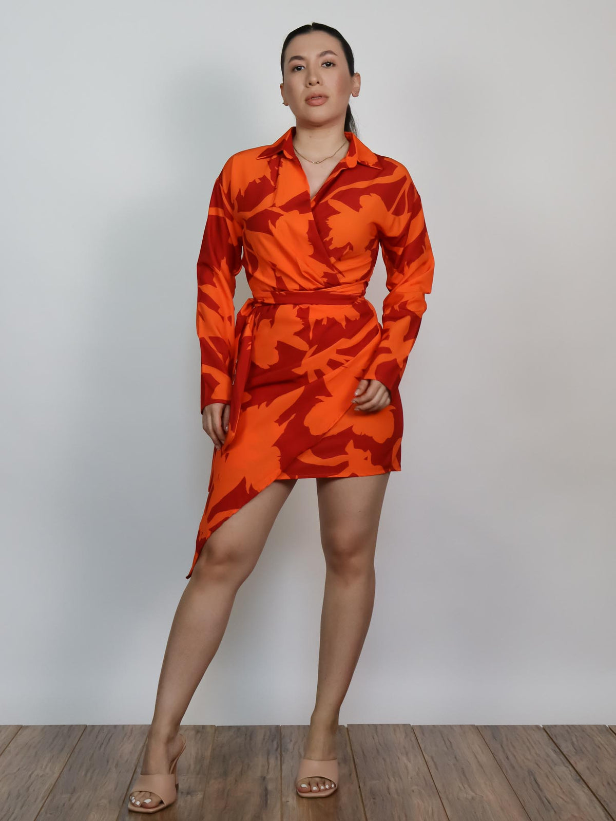 Vestido naranja combinado