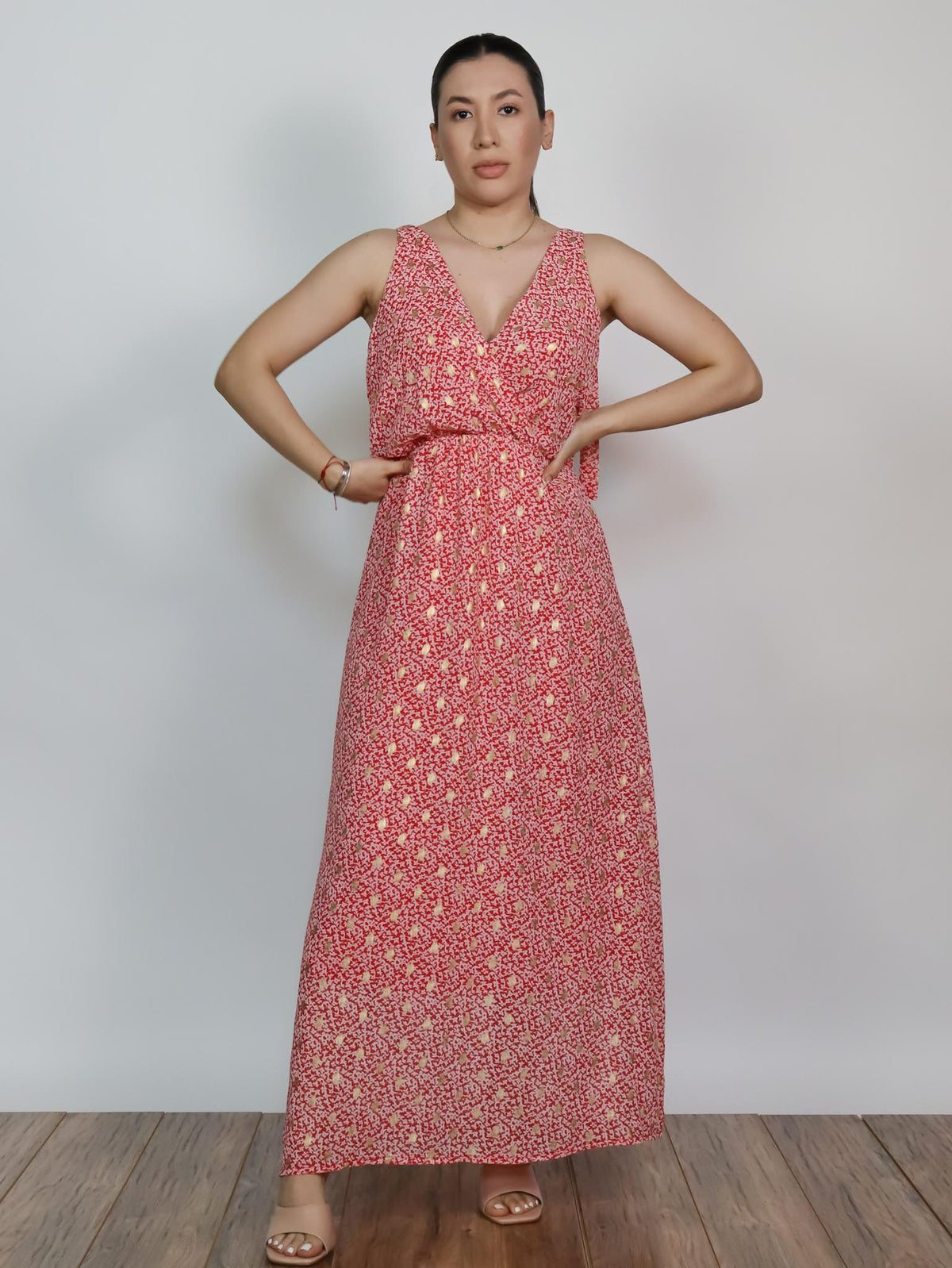 Vestido largo gasa estampada