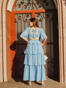 Vestido largo con olanes