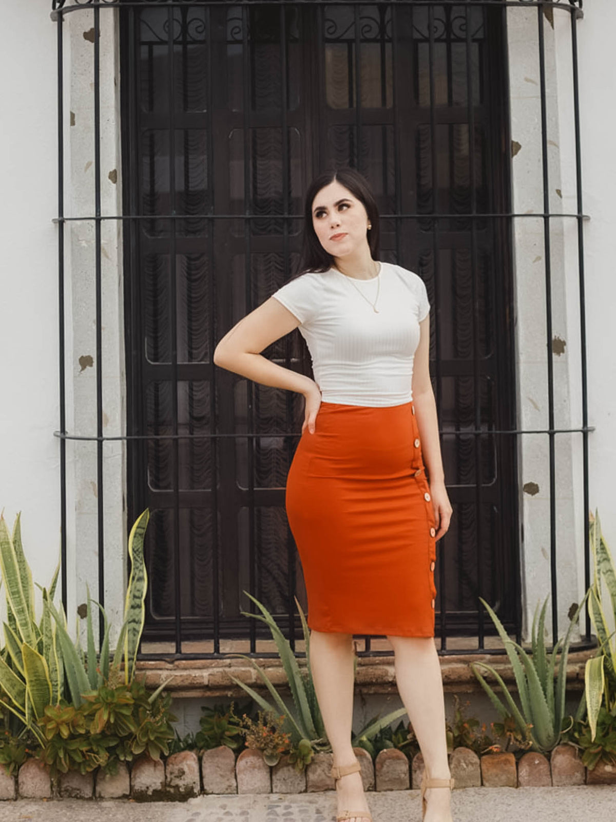 Falda lápiz chedron